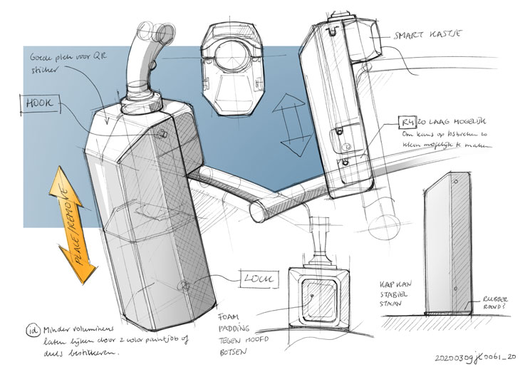 Accu kap Cargoroo. Ontwerpschets 01.